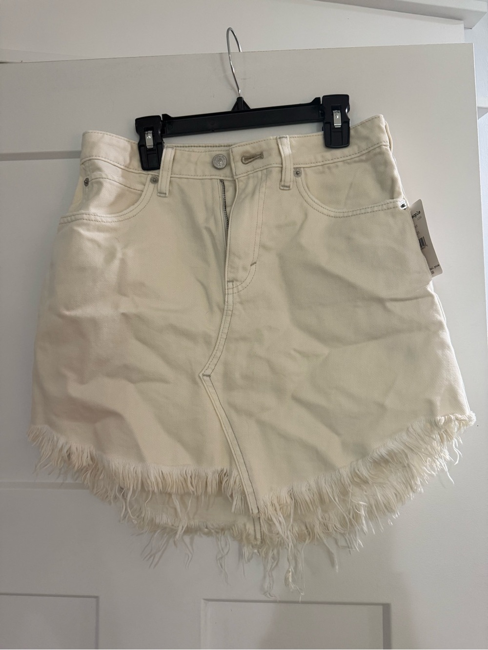 Free People Coconut Fringed Denim Mini Skirt